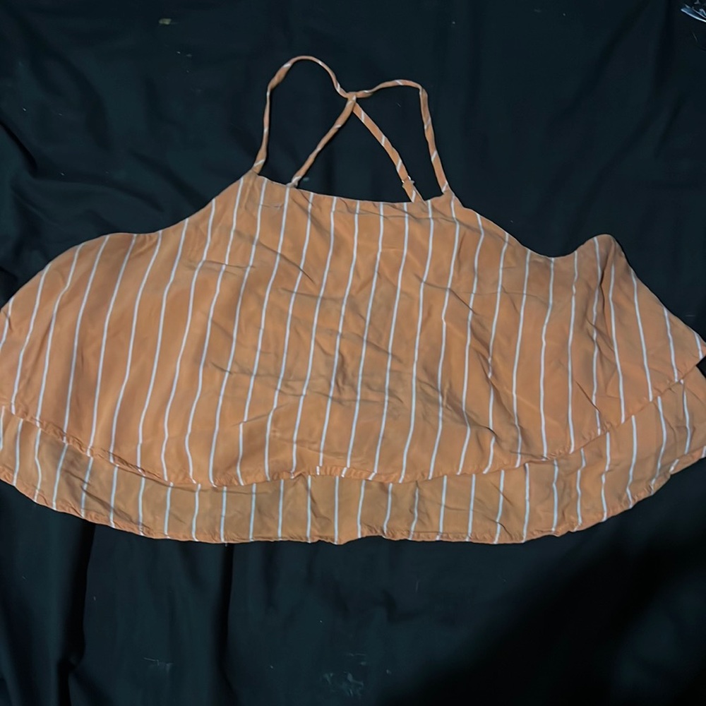 Orange and white ruffled crop top size large